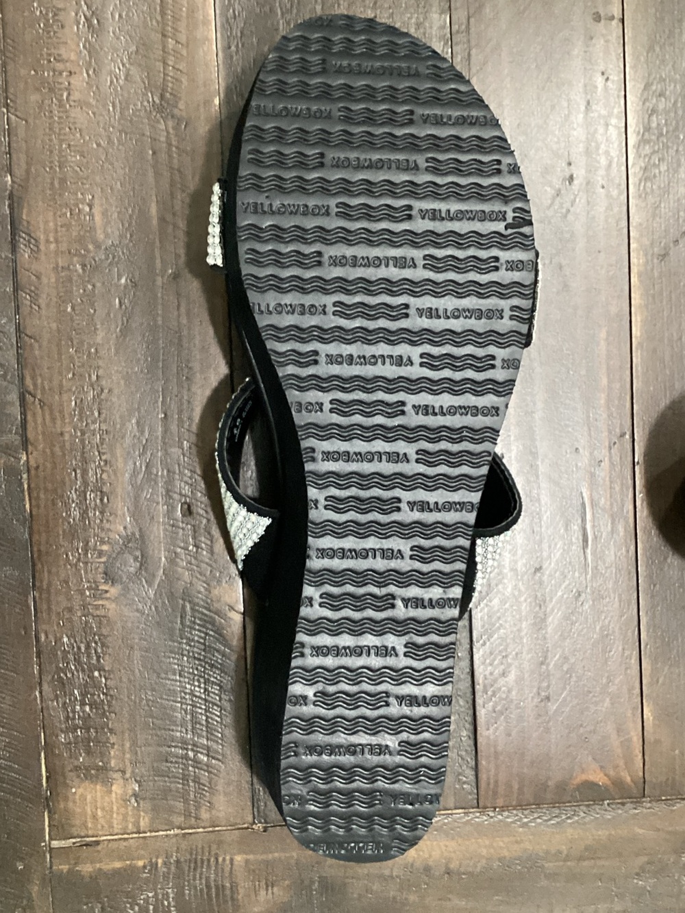 Yellow Box Black Slide Sandals with Silver Crystal‎ Straps - Picture 5 of 5